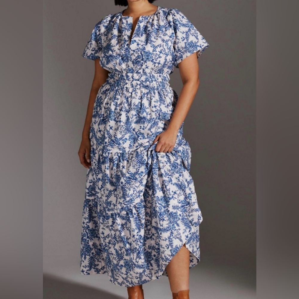 Anthropologie The Somerset Maxi Dress Blue and White Maxi Dress - Picture 2 of 15
